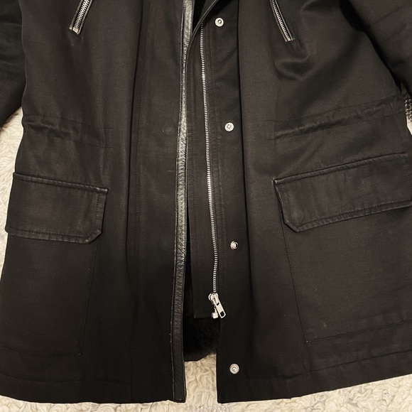 Maje Gafety Faux Fur-Trimmed Cotton-Blend Twill Coat in Black Sz 40 (L) - Picture 3 of 8